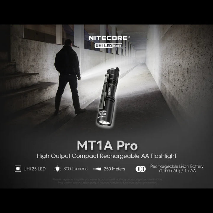 MT1A Pro Compact Rechargeable Flashlight (800 Lumens)