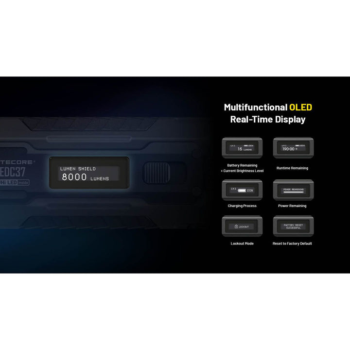 Nitecore EDC37 8000 Lumen USB-C Rechargeable Flat EDC Flashlight