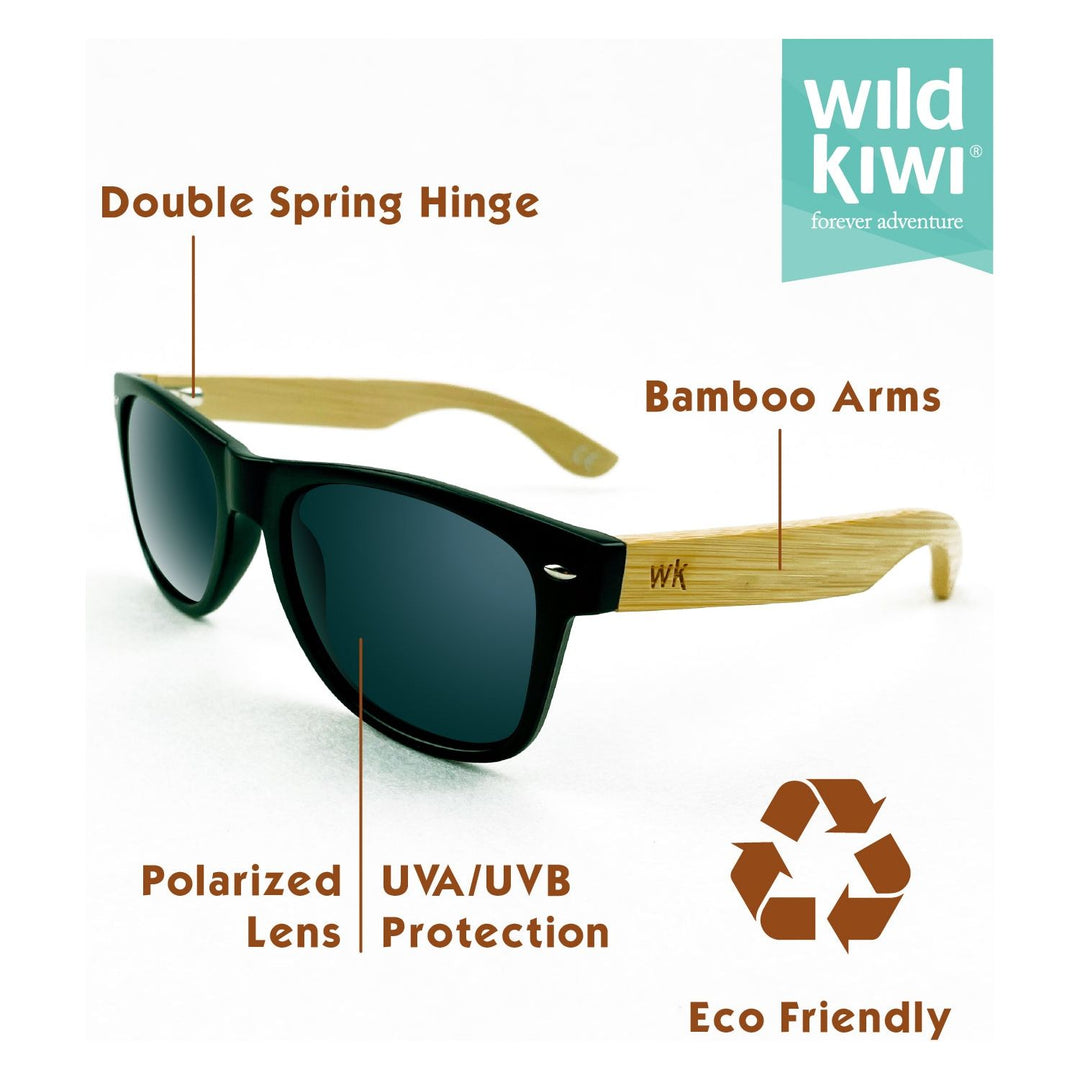Bamboo Sunglasses Polarised for Men and Women - Black