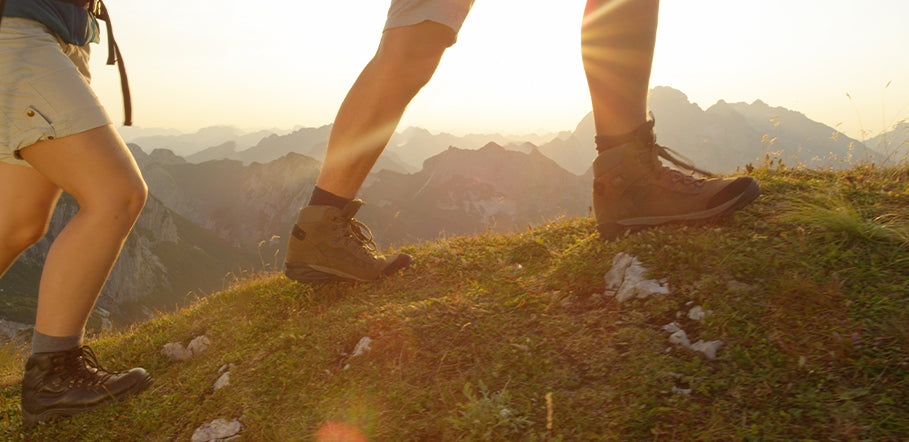 hiking boots in action