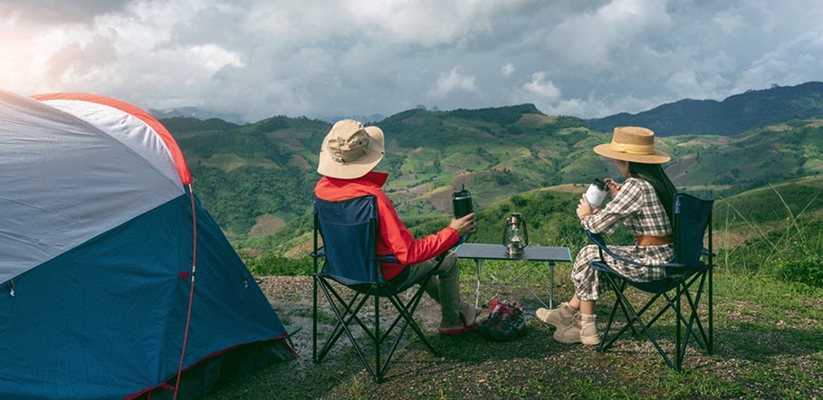 relaxing in camping chairs