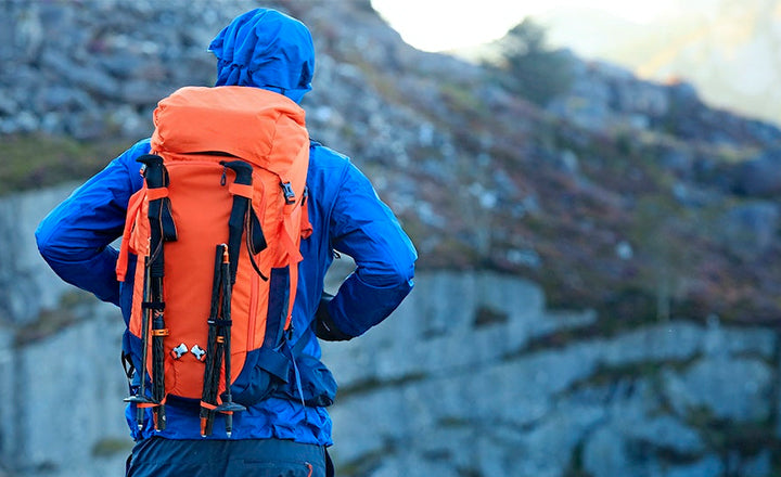 hiking backpack in use