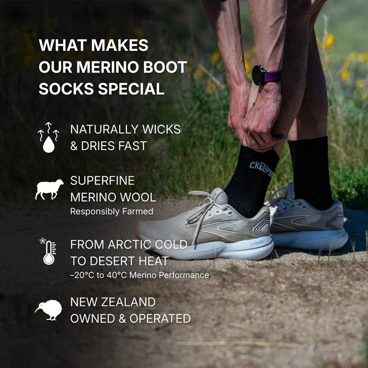 Creepers Merino Crew Sock — detail | Creepers NZ