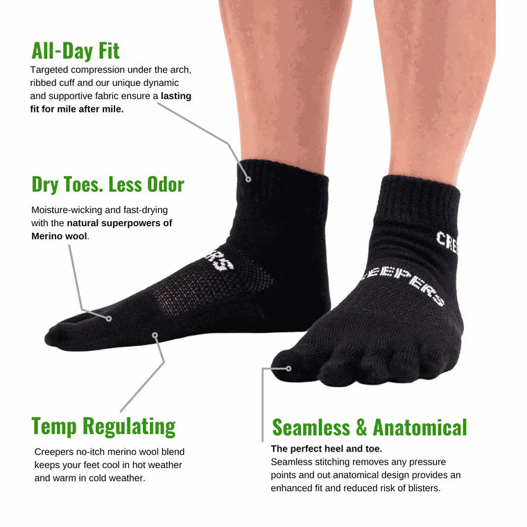 Creepers Merino Quarter Crew Sock — detail | Creepers NZ