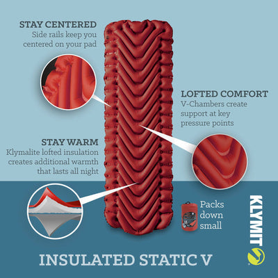 Klymit Insulated Static V Sleeping Mat - Brick Red