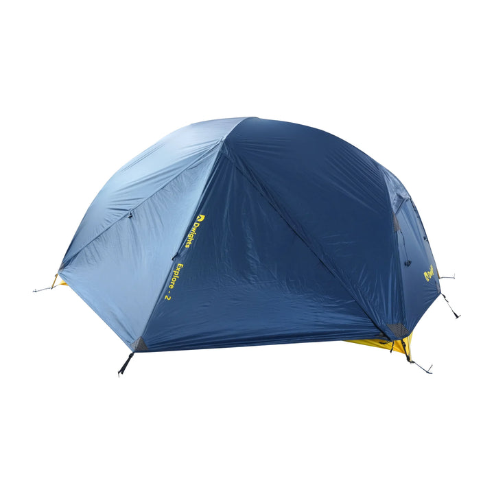 Dwights Explore 2 V2 hiking tent — blue flysheet with the door closed