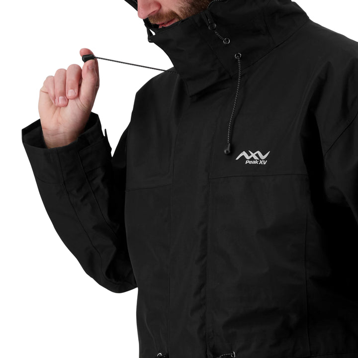 Mens Peak XV Hard Rain Jacket in Black, product photograph 10