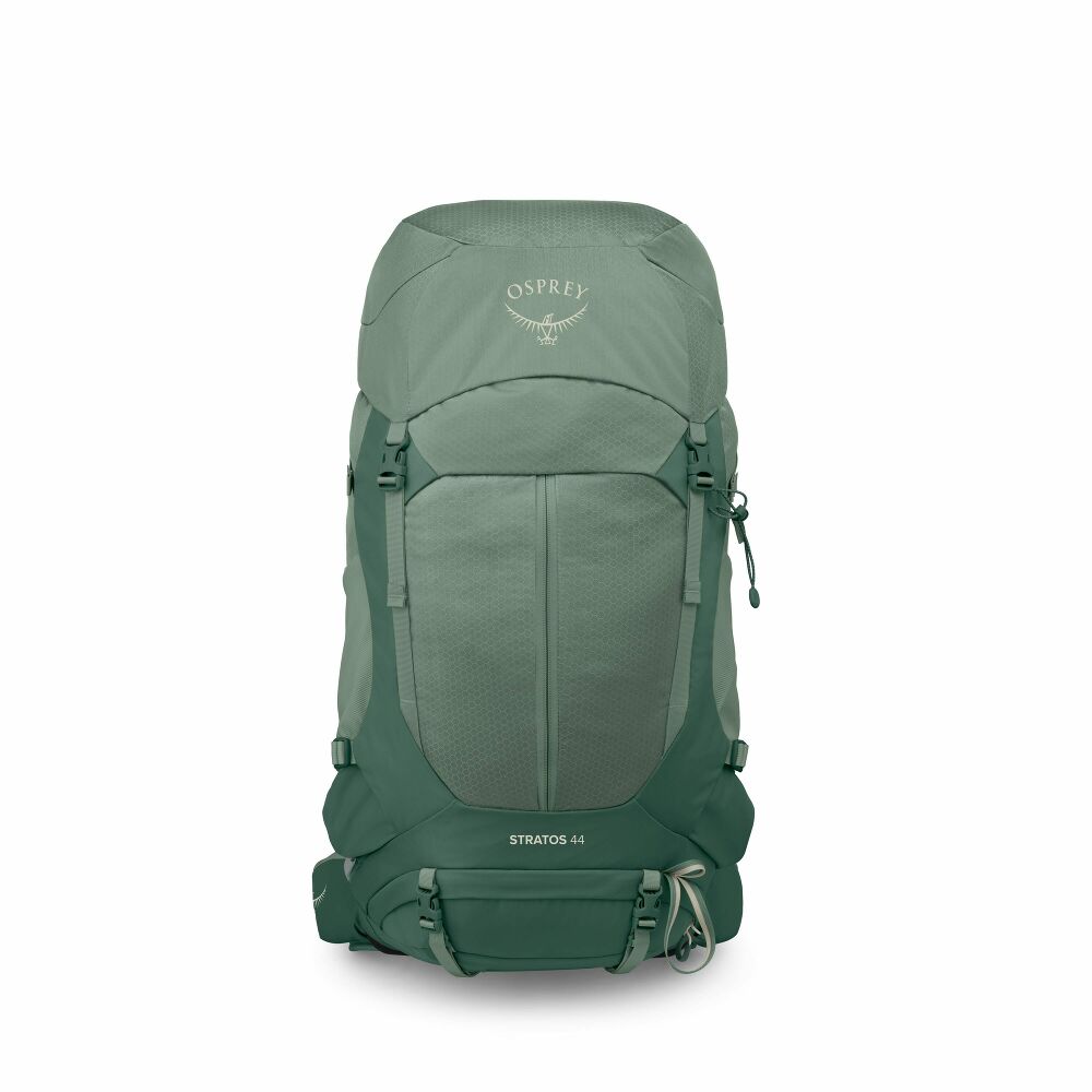 Osprey Stratos 44 men's pack in Pine Leaf Green, front view