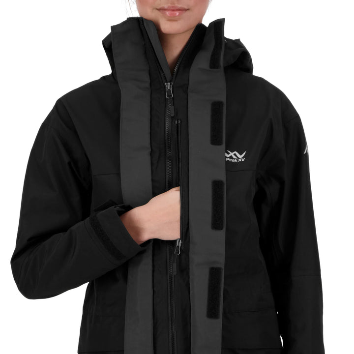 Womens Peak XV Hard Rain Jacket in Black, product photograph 16