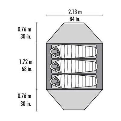 MSR Elixir 3 Person Hiking Tent with Footprint