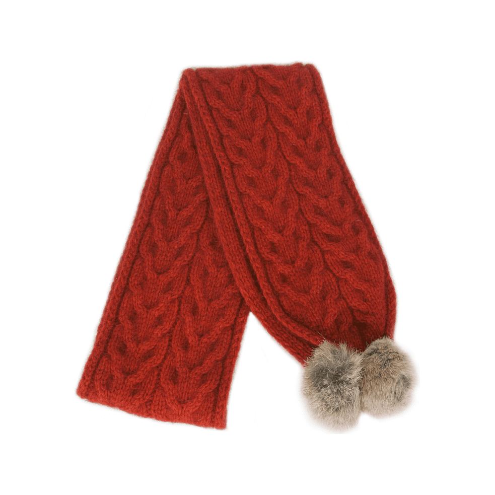 Possum Merino Scarf with Pompom - Lothlorian Knitwear