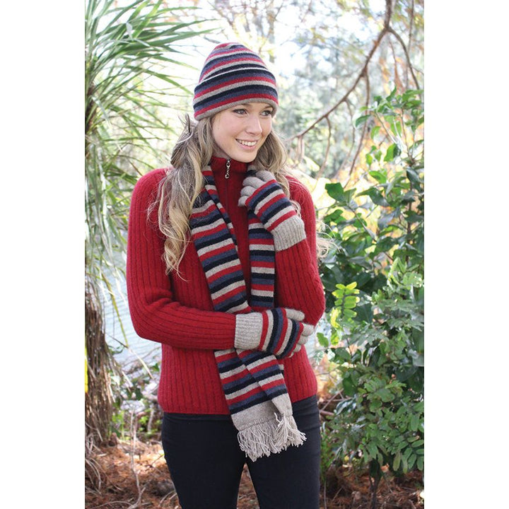Possum Merino Multi Striped Scarf - Lothlorian Knitwear