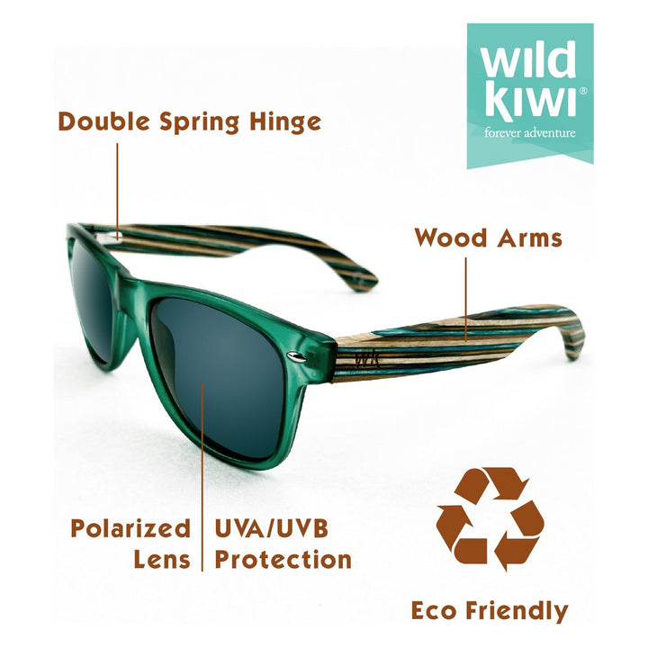 Wood Sunglasses Polarised for Men and Women - Dark Green