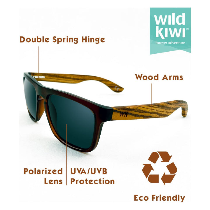 Wood Sunglasses Polarised for Men and Women - Dark Brown