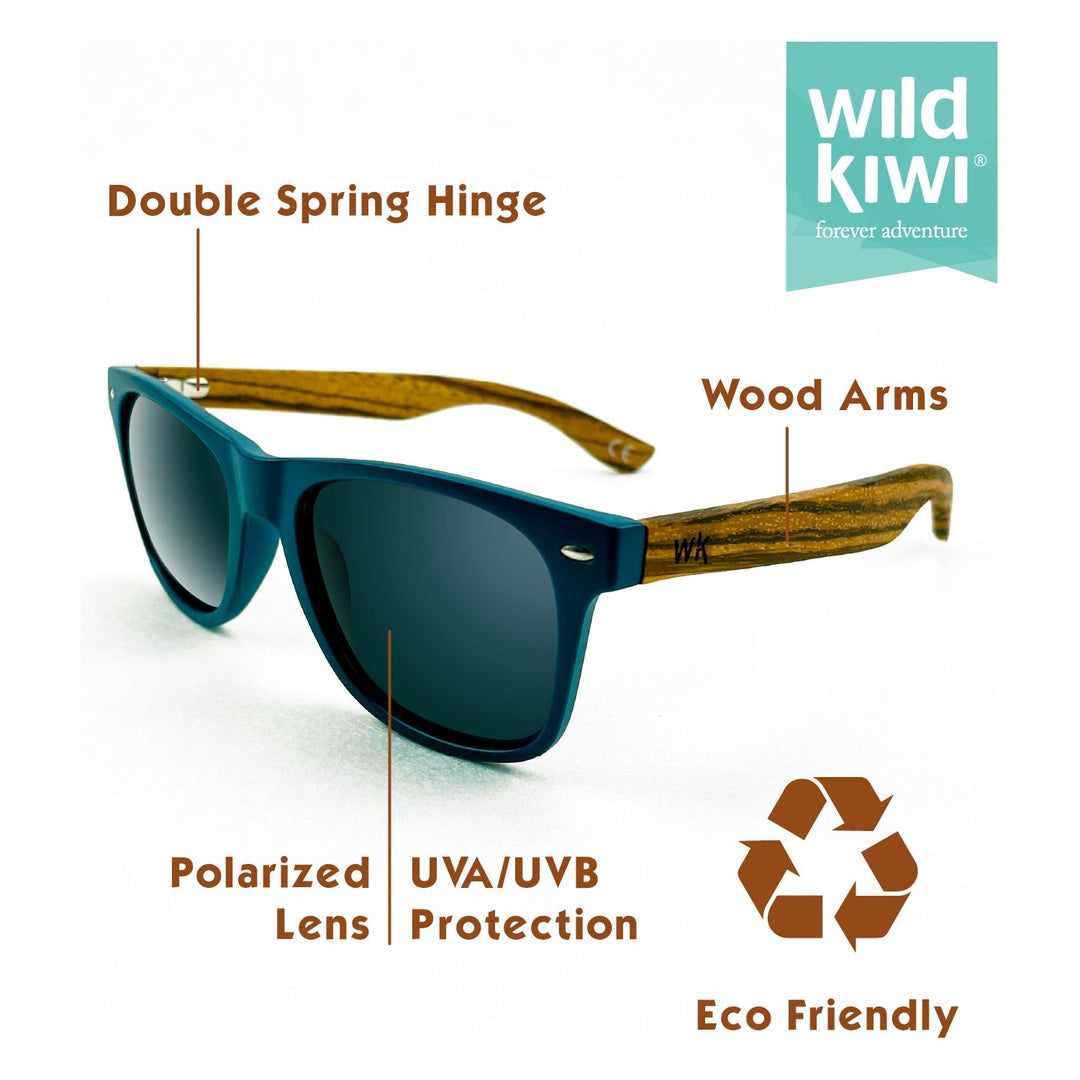 Wood Sunglasses Polarised for Men and Women - Dark Blue
