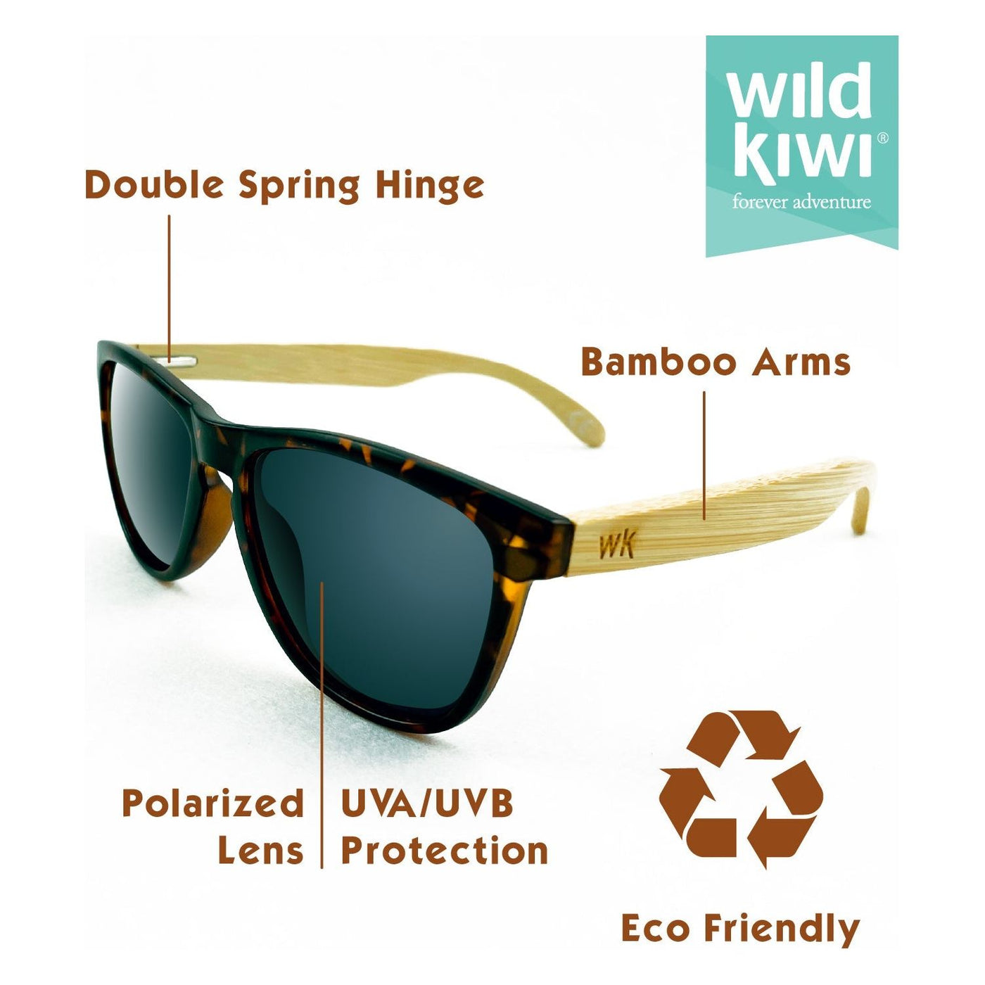 Bamboo Sunglasses Polarised for Men and Women - Tiger