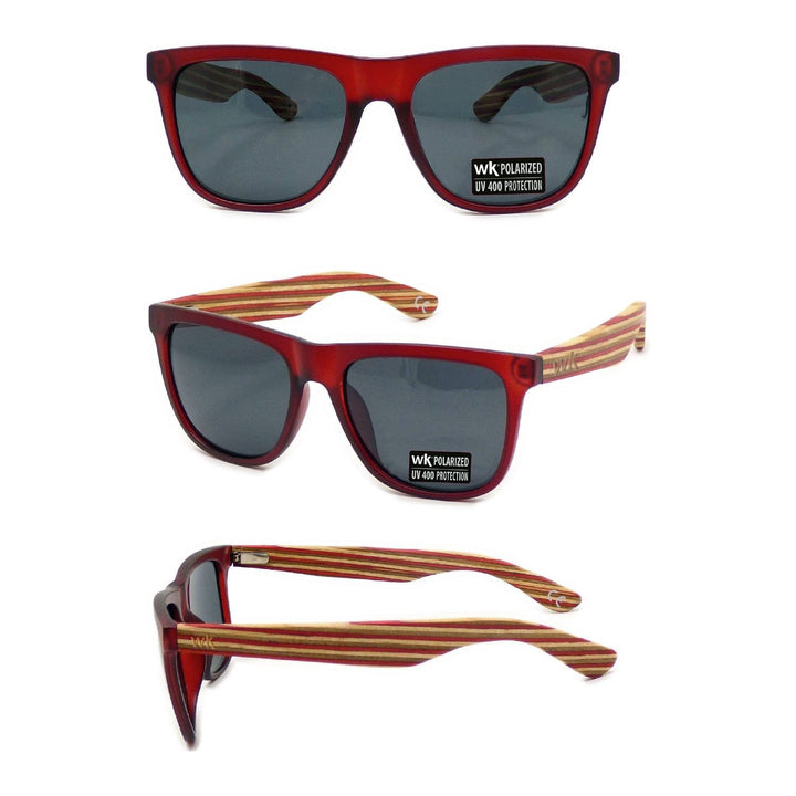 Wood Sunglasses Polarised for Men and Women - Dark Red