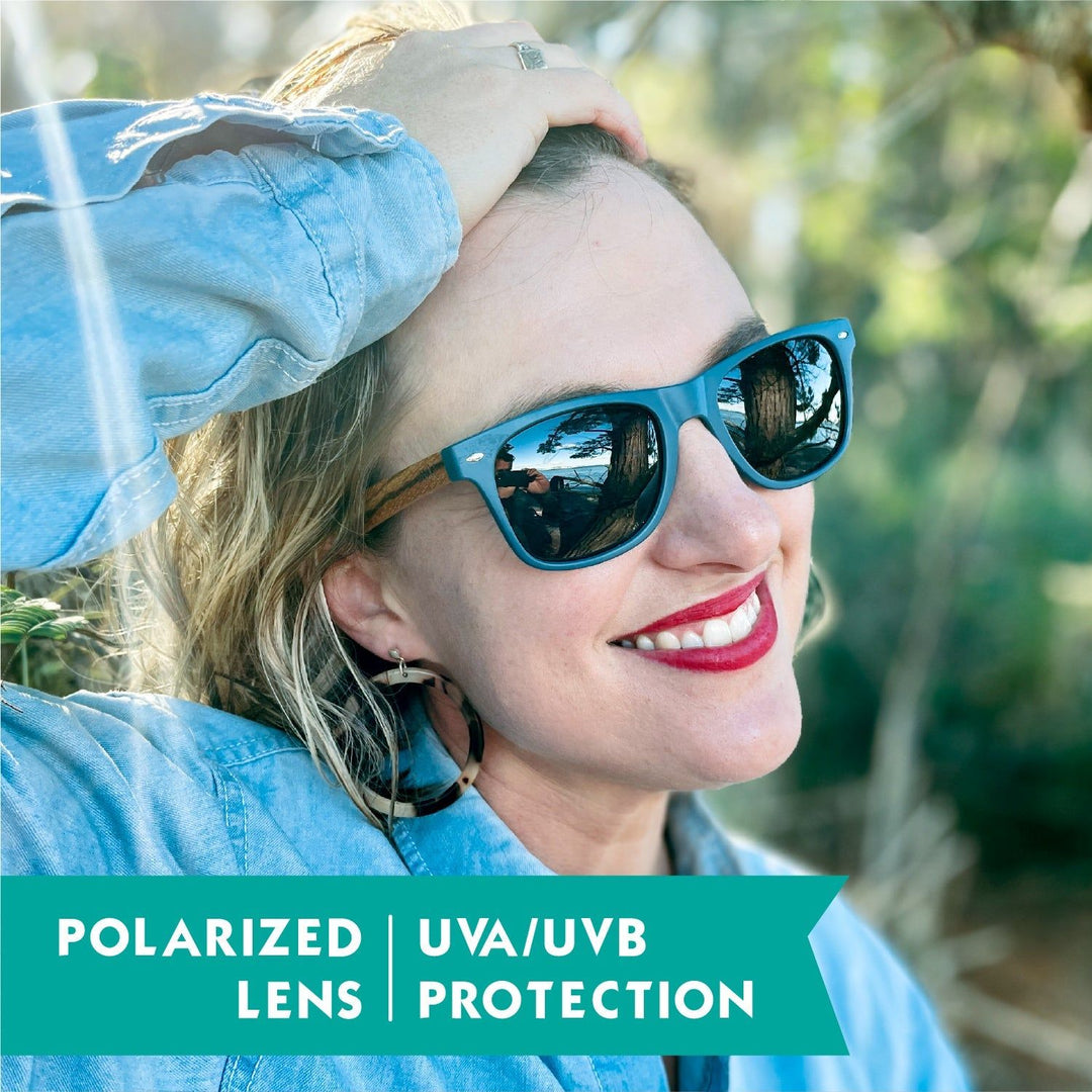 Wood Sunglasses Polarised for Men and Women - Dark Blue