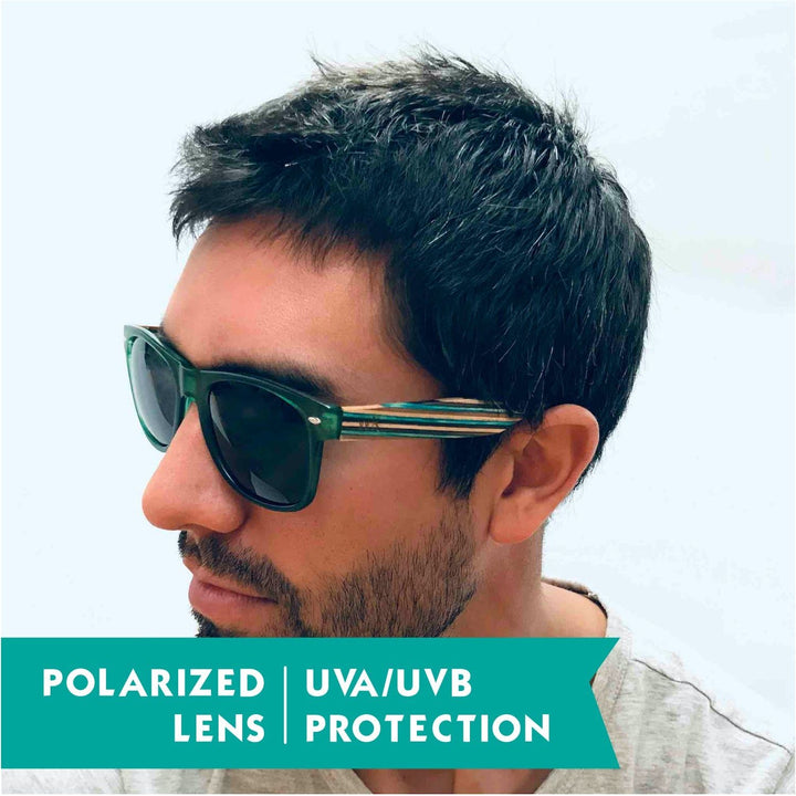Wood Sunglasses Polarised for Men and Women - Dark Green