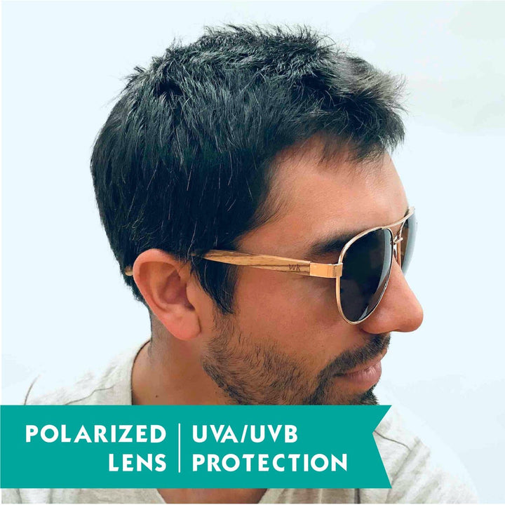 Wood Sunglasses Polarised for Men and Women - Aviator